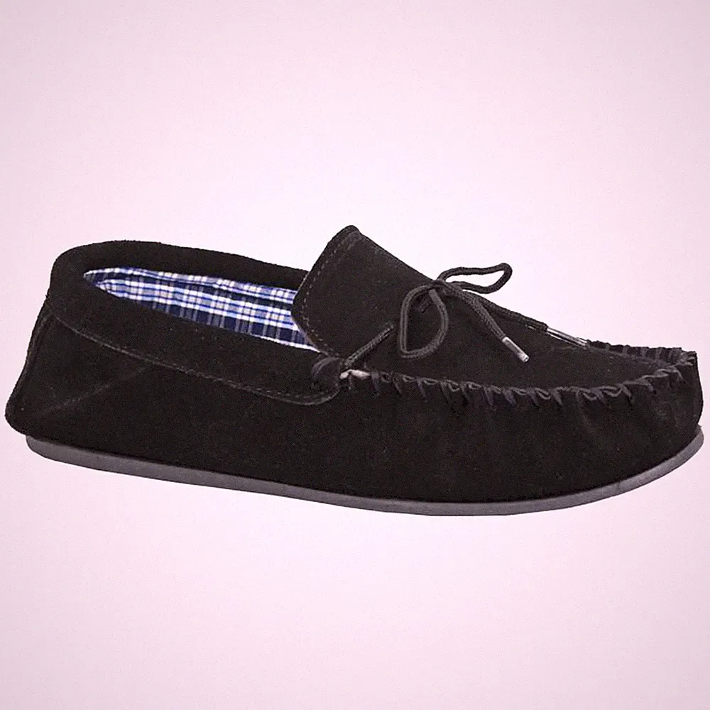 Mokkers Bruce Herren Leder Slipper Freizeit Lounge Loafer Hausschuhe Schwarz