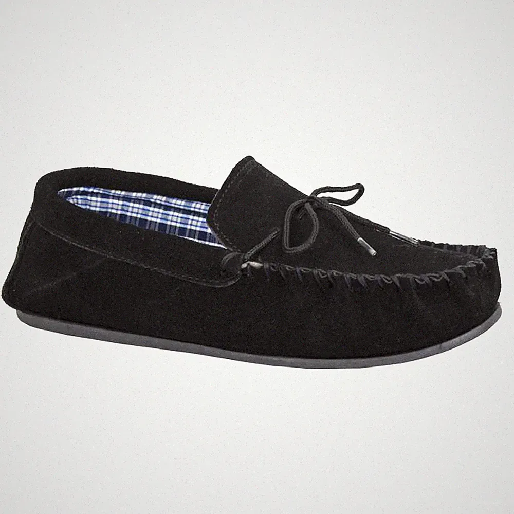 Mokkers Bruce Herren Leder Slipper Freizeit Lounge Loafer Hausschuhe Schwarz