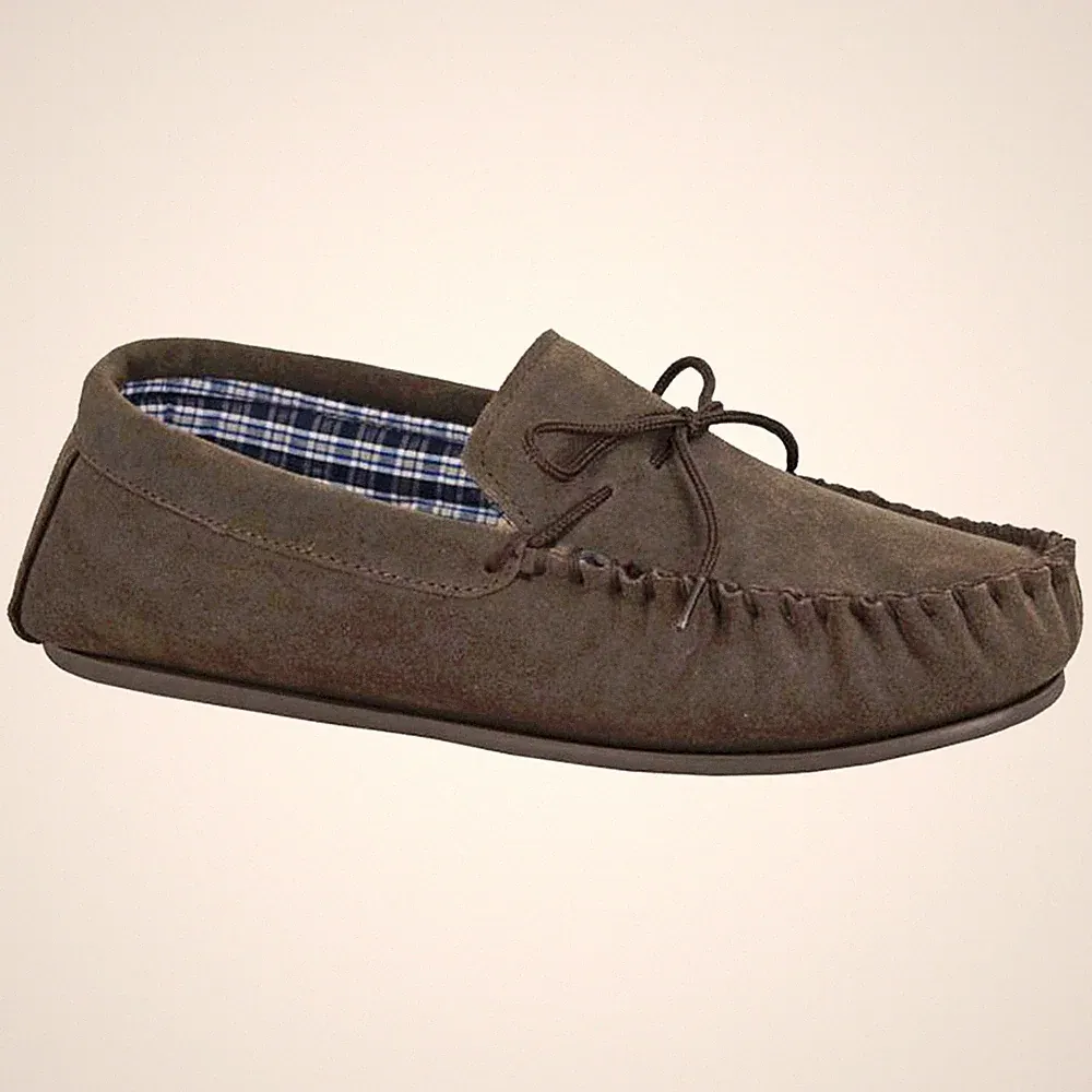 Mokkers Bruce Herren Leder Slipper Lounge Freizeit Halbschuh Hausschuhe Braun