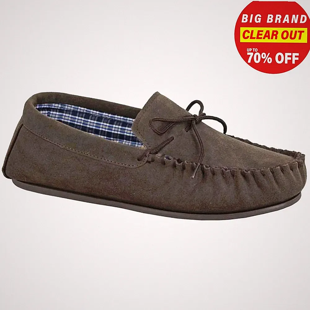 Mokkers Bruce Herren Leder Slipper Lounge Freizeit Halbschuh Hausschuhe Braun