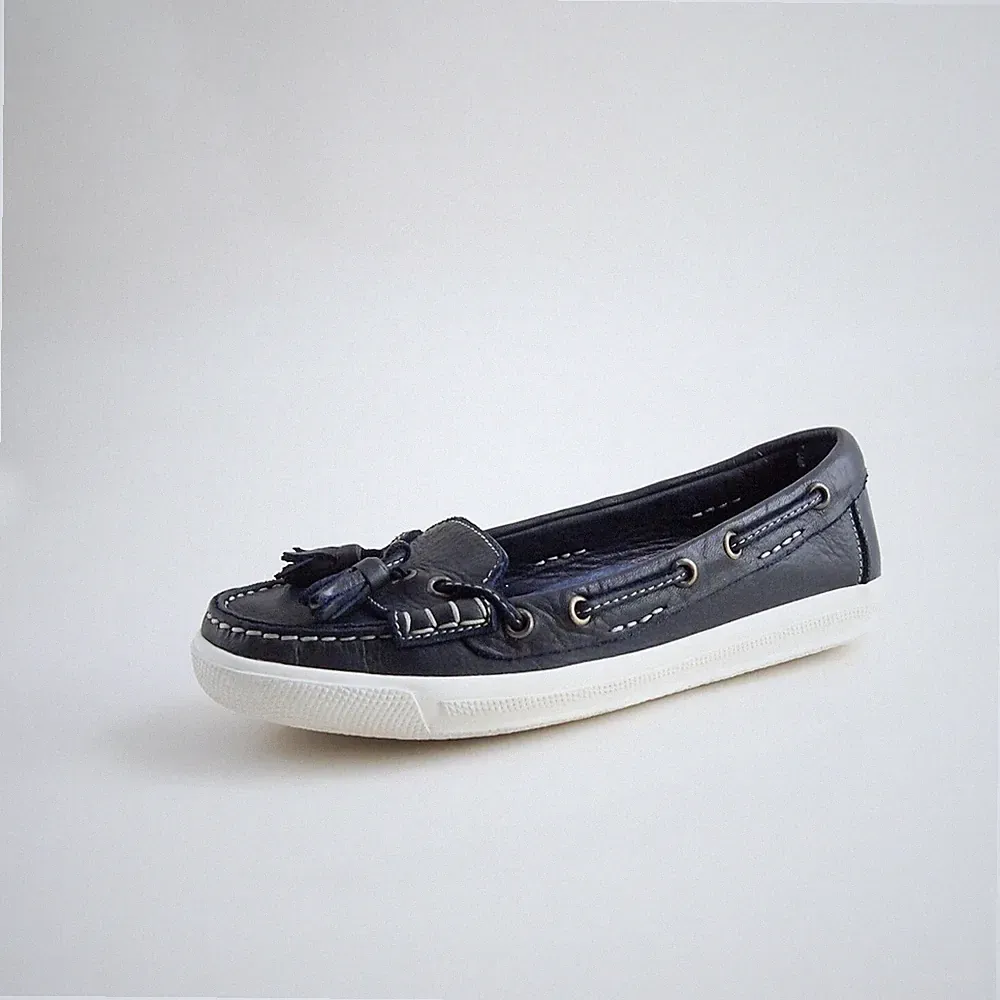 Moncler Tassel Loafer Blau Leder Damen Schuh Größe EU 37 US 7