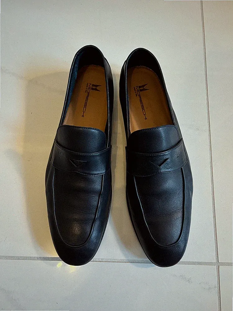 MORESCHI Herren Loafer Slipper Leder dunkelblau Gr.10,5 (44,5)