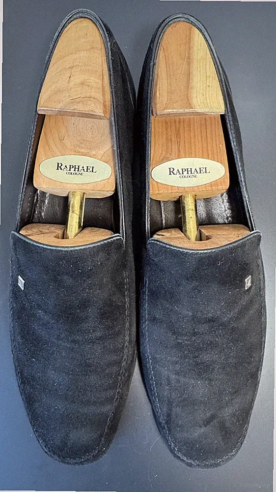 MORESCHI Loafer Slipper Wildleder Schwarz Gr. 44 UK 10 Luxury Business Italy