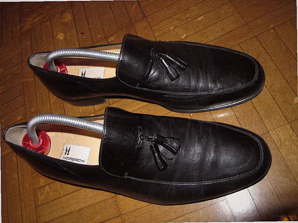 MORESCHI Made in Italy Eichel Halbschuhe Gr.42 schwarz ultra weiches Leder