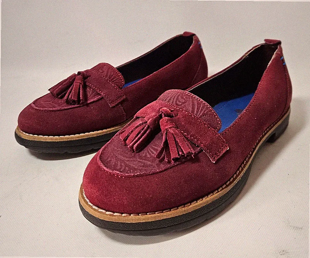 Moshulu Arlet Wildleder Halbschuhe, Cranberry (Burgund) Quastendetail Größe UK 4, EU 37