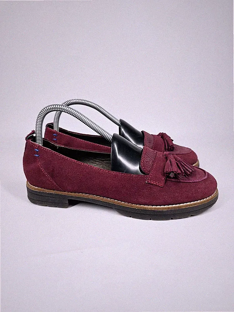 Moshulu Guava rote Wildleder-Loafer Stil Damen UK Größe 5