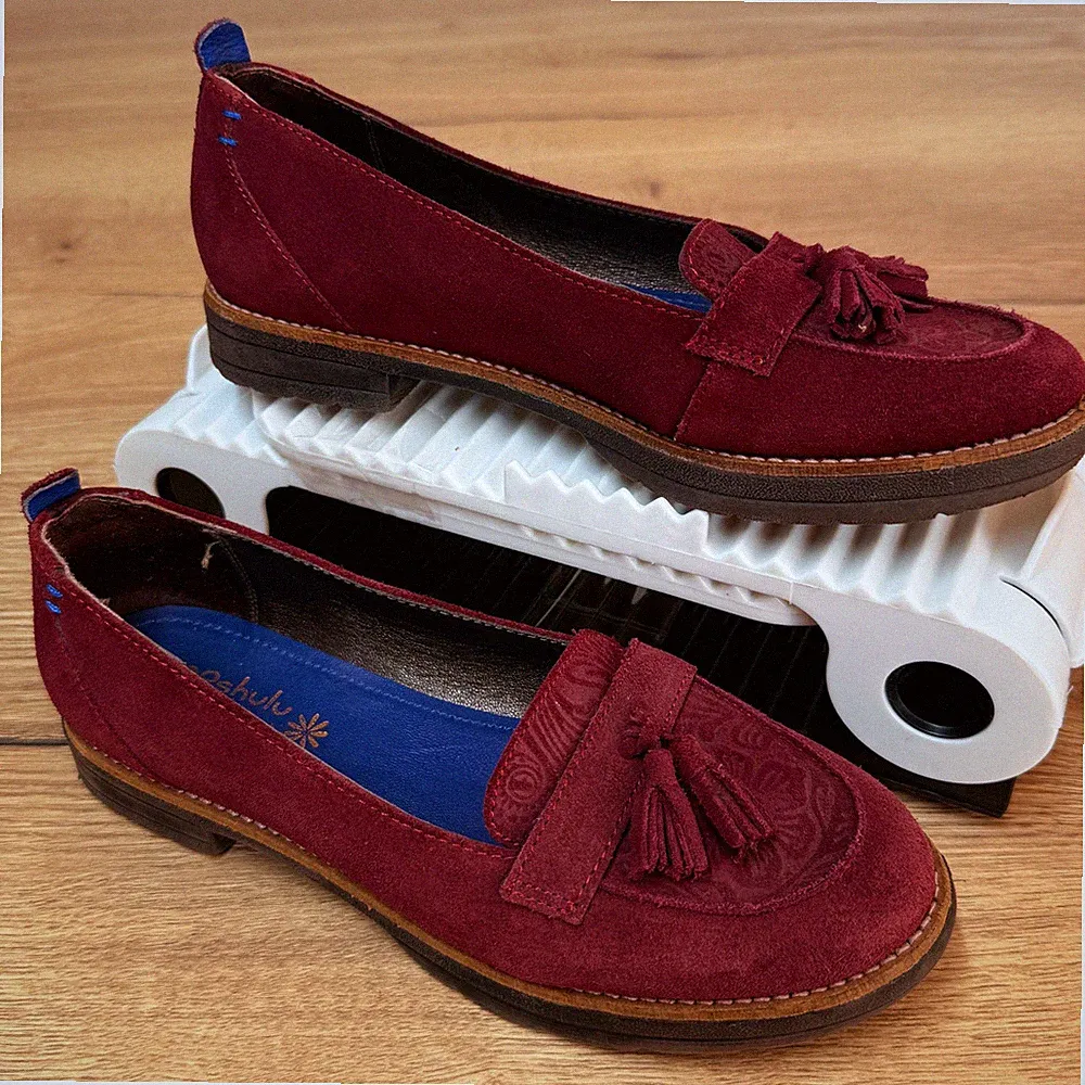 Moshulu Halbschuhe Damen UK 5 EU38 Cranberry Arlet Floral Wildleder Quaste Comfortschuh