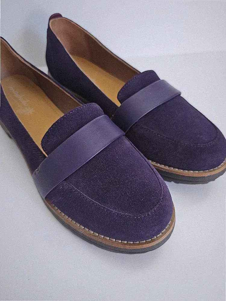 Moshuu Cashew Wildleder Halbschuhe Leder Größe EU 39 UK 6 lila weiches Wildleder Slipper
