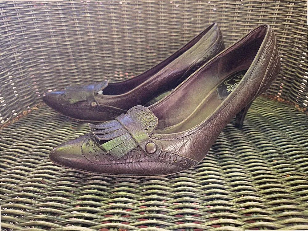 (N123 A87) ASH - braune Lederpumps mit Fransen - Mokassin Style - Gr. 38