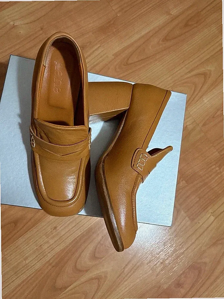 nana Damen Halbschuhe mit Absatz 37 Brandy Echtleder Made in Italy