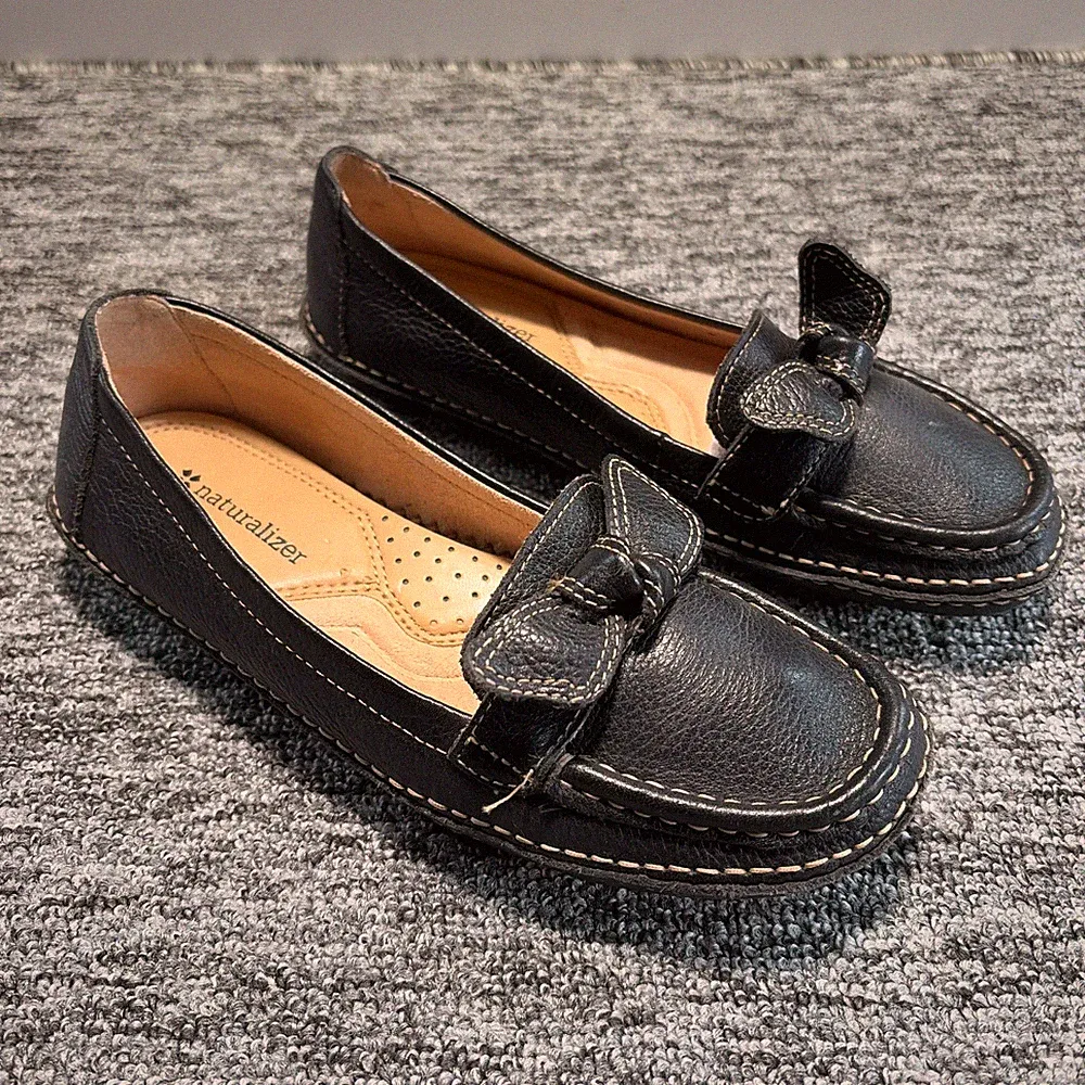 Naturalizer Halbschuhe Damen UK3,5 schwarz Leder Slipper Schleife Fahren Komfort Schuhe