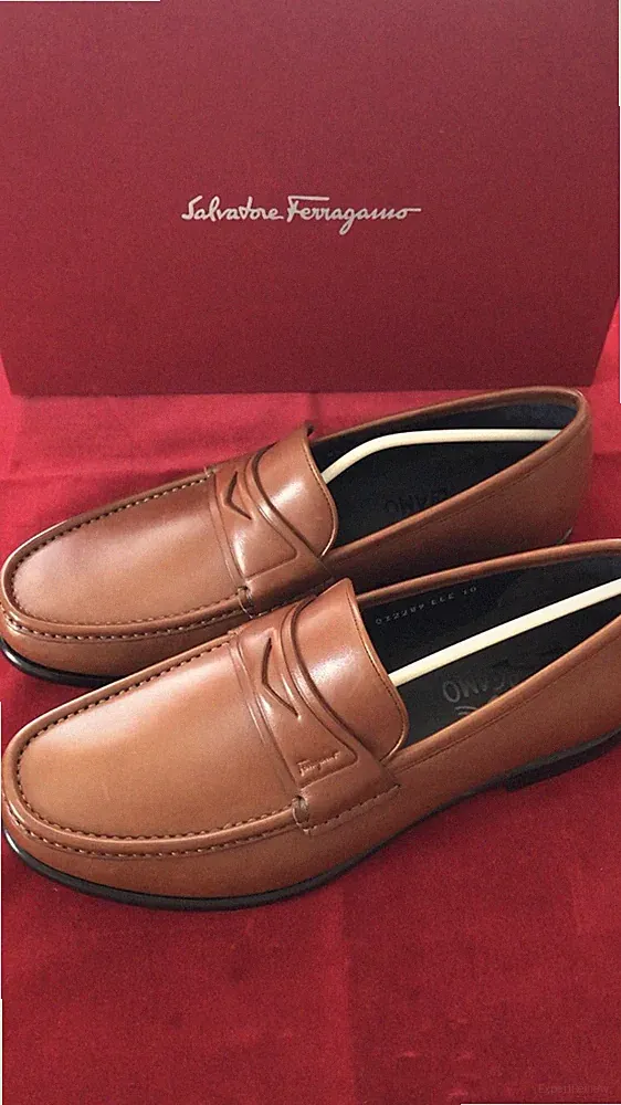 NEU 400€ FERRAGAMO HERREN BRAUN KALB "CONNOR" HALBSCHUHE HALBSCHUHE