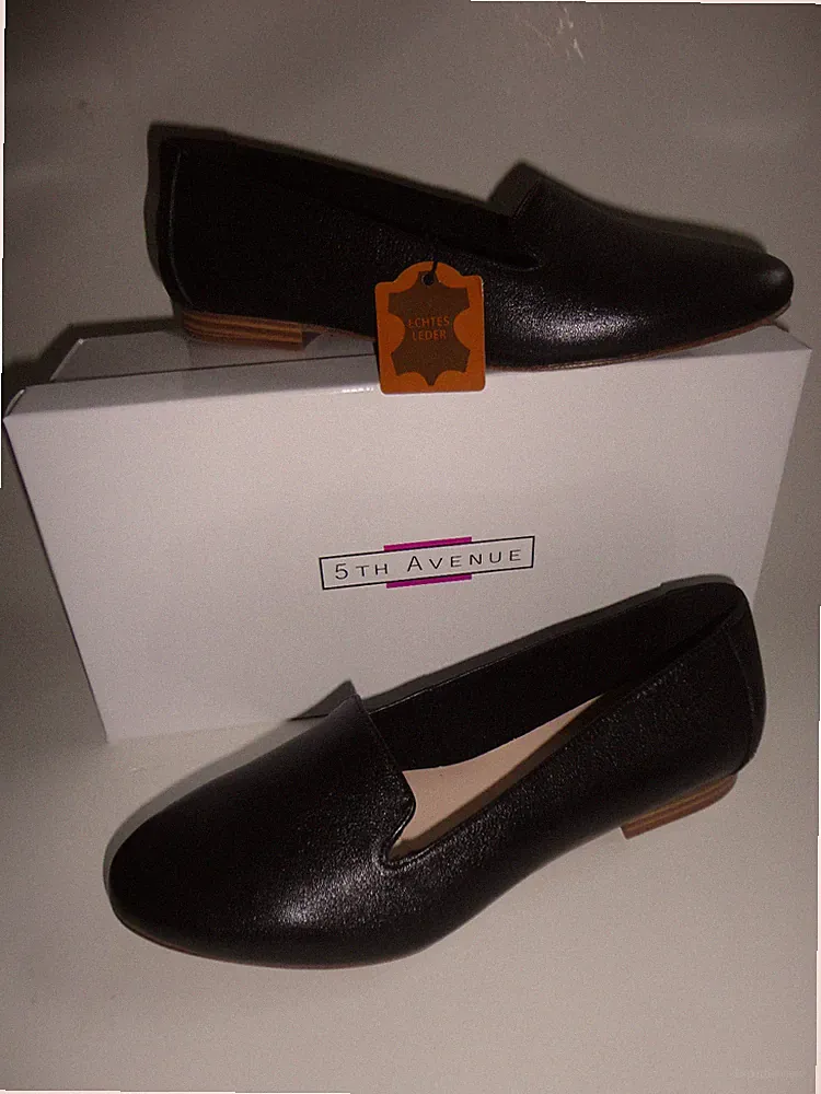 Neu 5th Avenue Leder Loafer Freizetschuh Schuhe Gr.38 schwarz z Kleid Jacke Hose