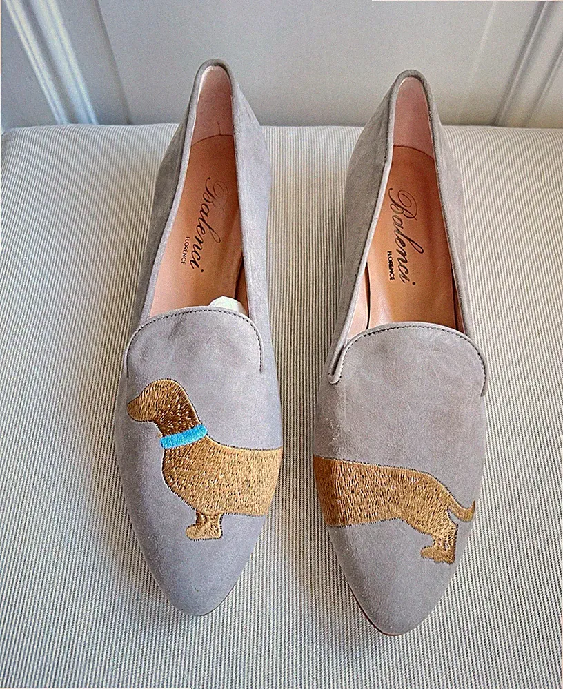 NEU Balenci Florence Slipper / Loafer Rauleder Dackel EU 40,5 (Echtes Leder)