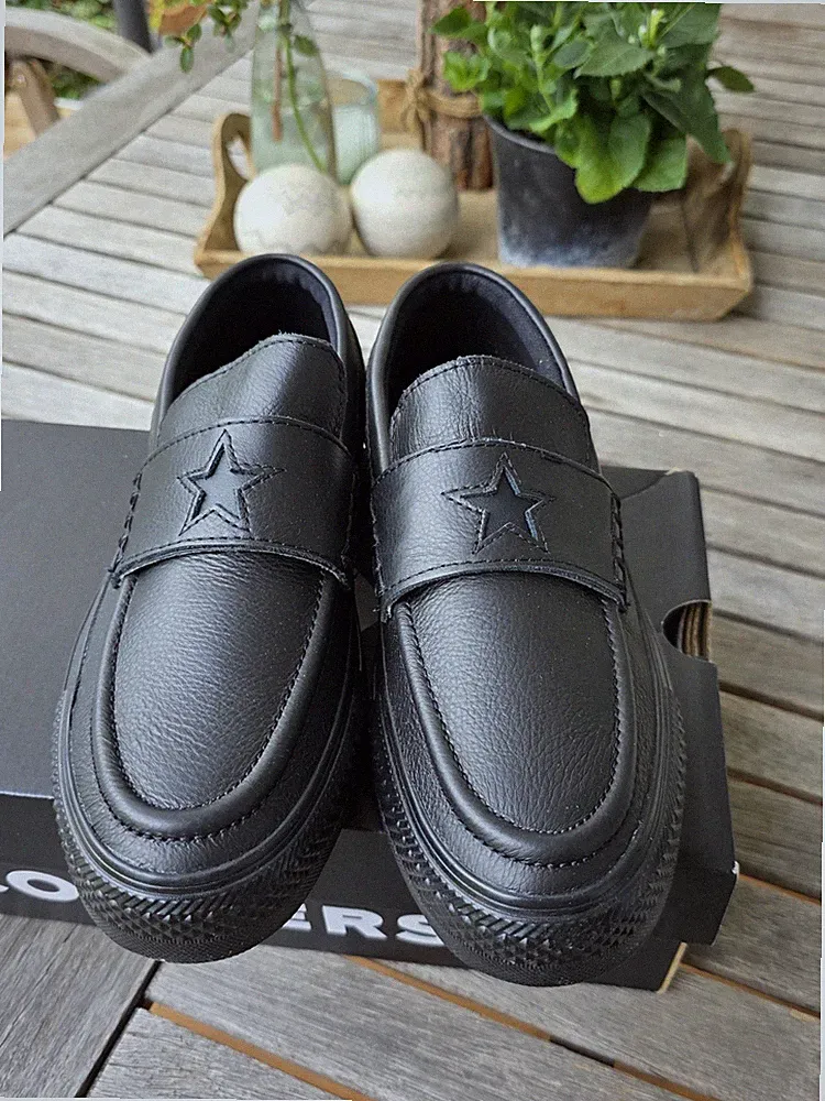 Neu Convers All Star Damen Loafer Schuhe Leder Schwarz Gr. 39,5