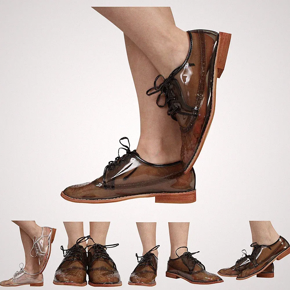 NEU ELEGANTER DAMEN-HALBSCHUH MIT FLACHEM ABSATZ ZUM SCHNÜREN BROGUE GRÖSSE 3-8 UK