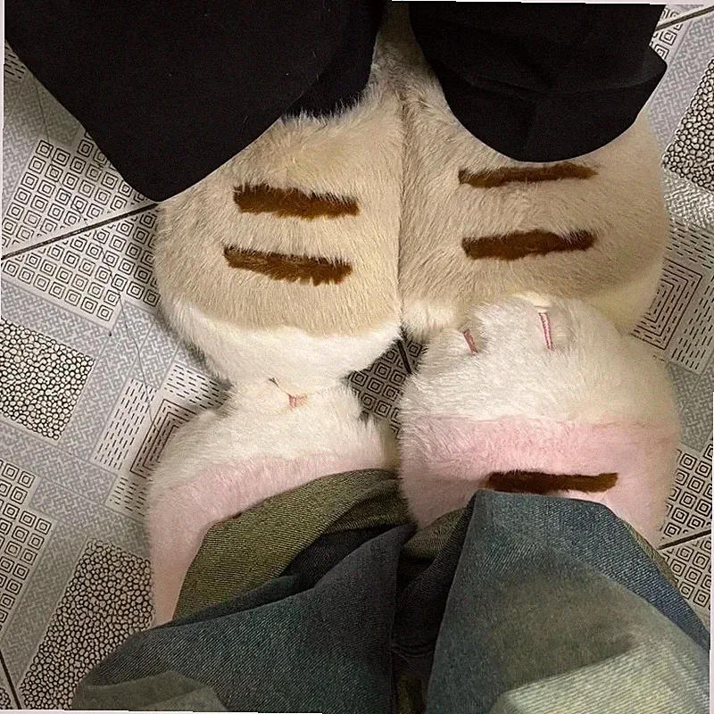 Neu entzückende Kitty Claw Hausschuhe Damen pelzig rutschfest Heimschuhe kuschelige Pantoletten
