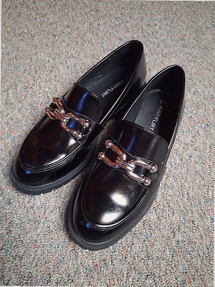Neu Gr. 41 Bonprix Bodyflirt Schuhe Kunstleder Loafer schwarz