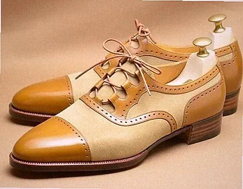 NEU - Handgefertigte Herren einzigartige zweifarbige Wildleder & Leder elegante maßgeschneiderte Schuhe für Männer