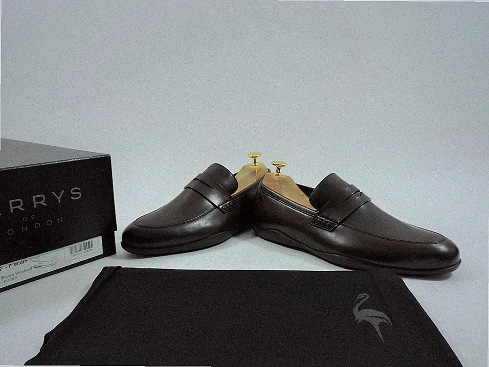 Neu Harrys of London Herren Schuhe Brown Penny Loafer UK 4,5 US 5,5 EU 38,5