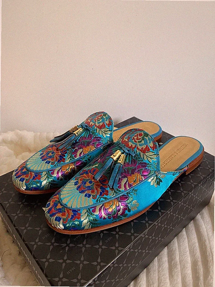 Neu Melvin & Hamilton Slipper Clogs Pantoletten Loafer Gr. 39 Blau NP 180€