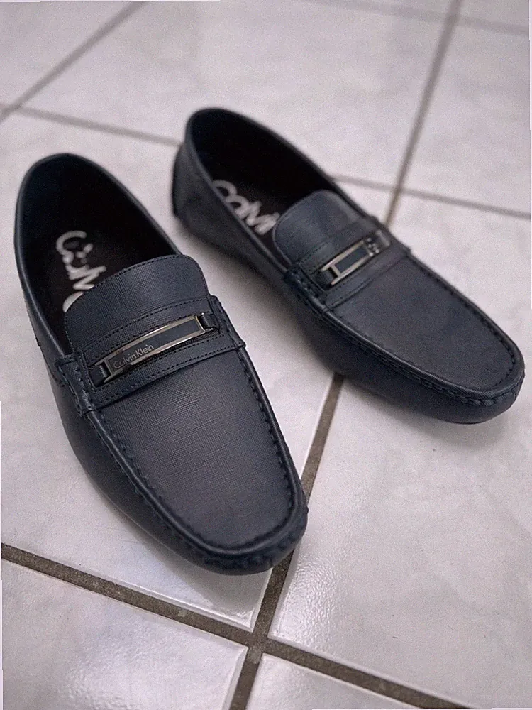 NEU Original CALVIN KLEIN Herren Leder Mocassin Schuhe Slipper Loafer EUR45,5