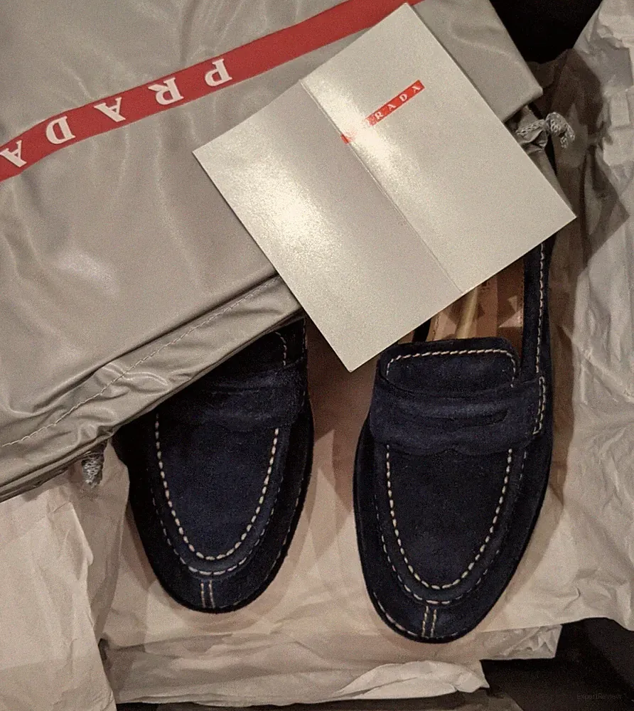 NEU OVP Prada Loafer Plateau 36 Korksohle Wildleder dklblau