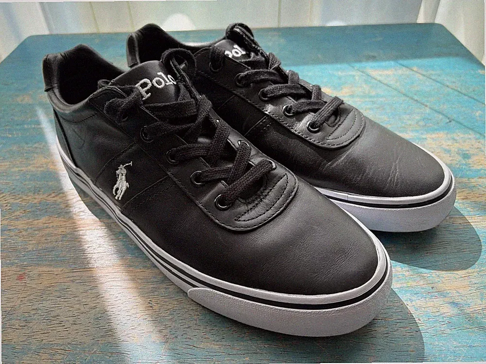 NEU! Polo Ralph Lauren Sneaker Herren Schuhe Gr. 42 Echtleder Schwarz Ungetragen
