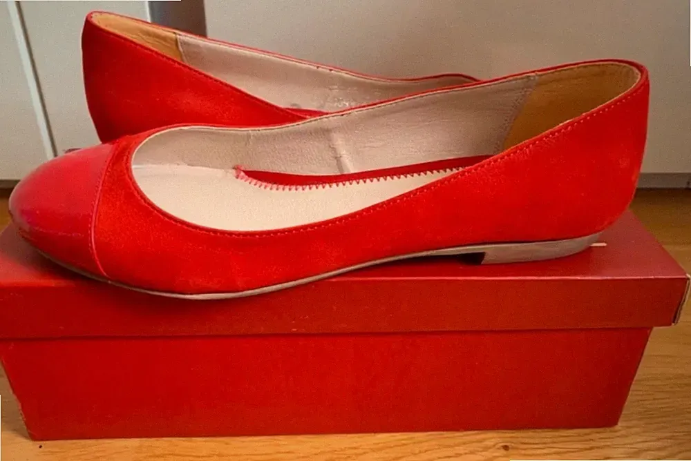 NEU rote Damen Ballerina Gr 37 Mark Adam/Galeria, Echtleder/Lackspitzen, Pumps
