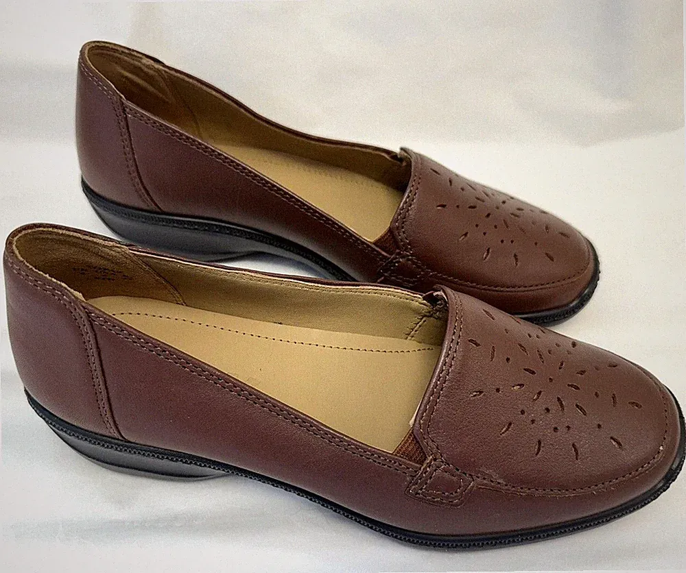 NEU/UNGETRAGEN! Hotter UK4 dunkelbraune Leder Topas Halbschuh Komfortschuhe