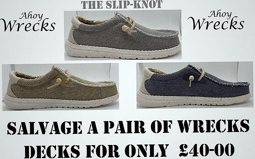NEU WRECKS AHOY DECKS FOR DUDES HALBSCHUH SCHUHE SLIPPER KNOTEN GESCHNÜRT FREIZEIT SNEAKER