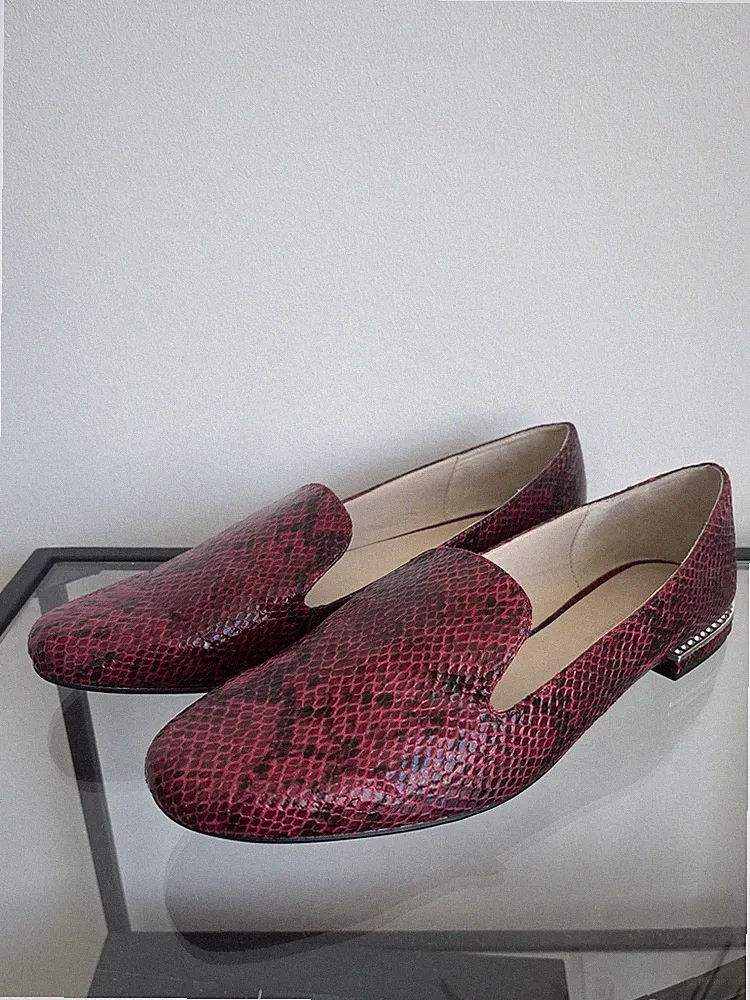 Neu Zara Loafer Rot Schwarz Schlangenprint 42