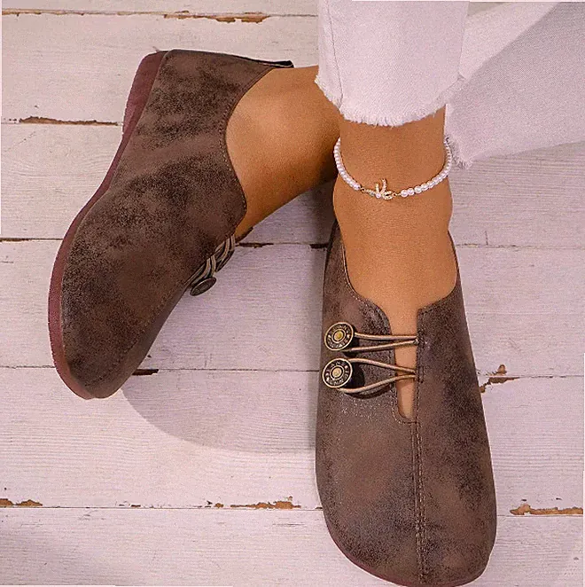 Neue Damen Loafers Runde Zehenspitze Flach Elastischer Schlupf Freizeitschuhe