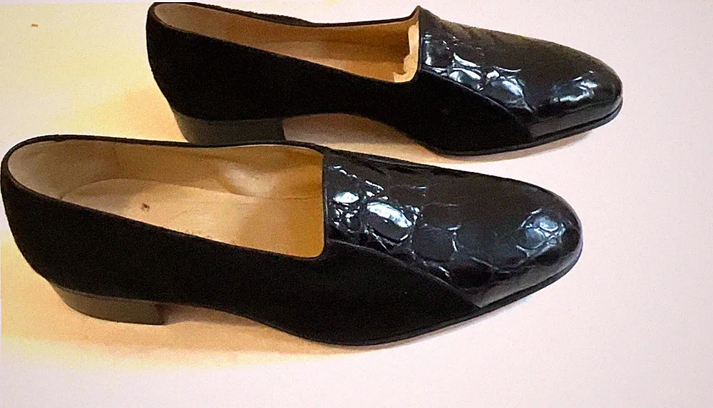 Neue Vintage Herren Halbschuhe aus Krokodil und Wildleder - Made in Italy) Größe 41