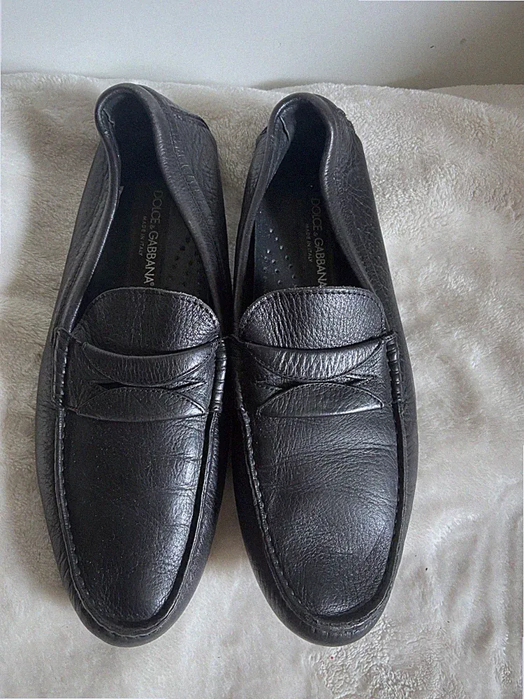Neuwertig Dolce & Gabbana Loafers Mokassins Schwarz Gr. 40,5 / 6,5 Herren Leder