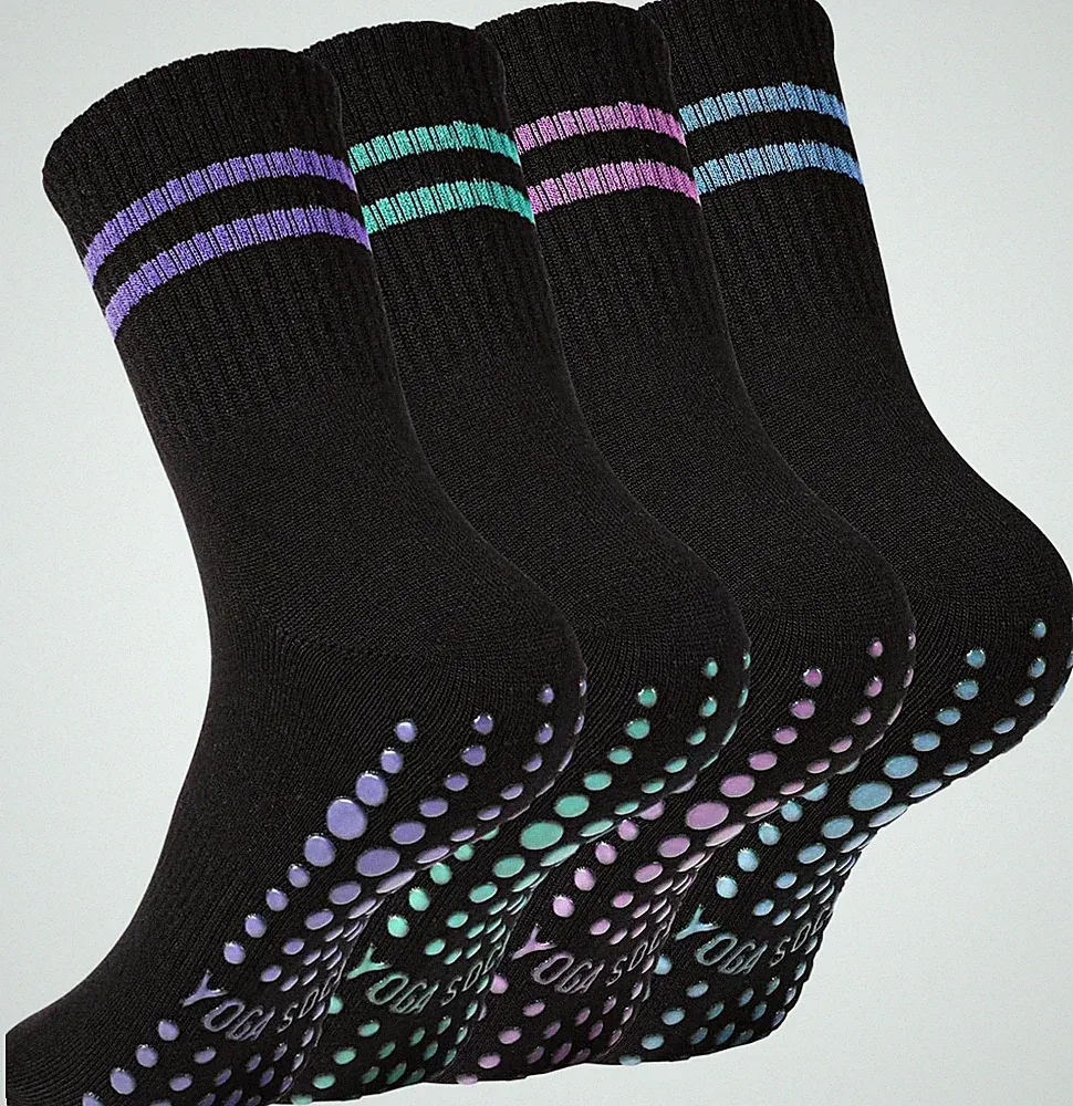 Newofview 4 Paar Rutschfeste Socken Damen,37-42 Stoppersocken Damen Yoga-Socken
