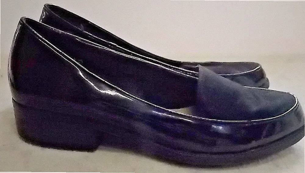 NEXT Damen Halbschuhe glänzend Lack Wildleder Einsatz flach schwarz Größe UK 4 EU 36