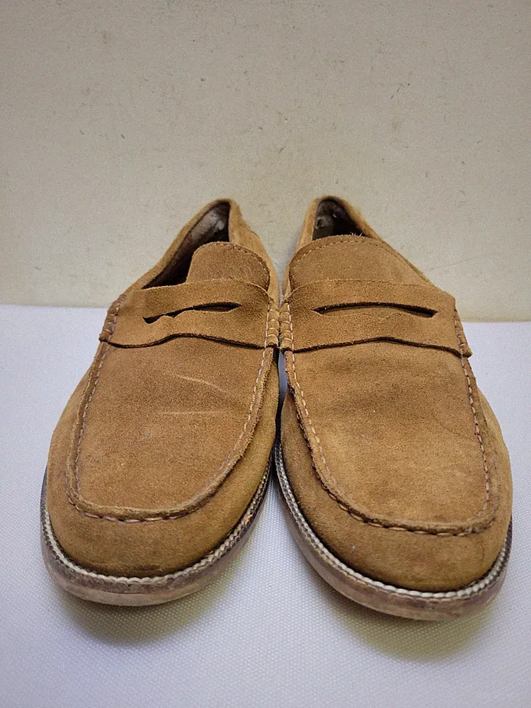 Next Herren Hellbraun Wildleder Schmale Halbschuhe UK 10 EU 44 Penny Slipper Schuhe