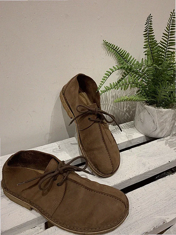 Next Vintage Y2K braune Nubukleder Schnürschuhe runde Spitze Handwerkerschuhe UK 8 42