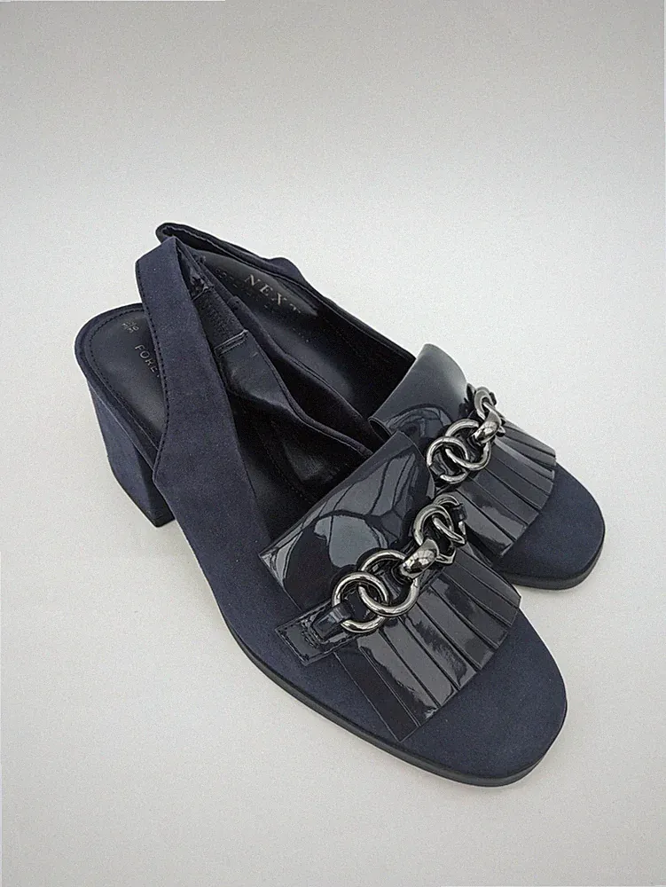 NEXT Wildlederimitat Slingback Halbschuhe Navy - Größe UK 3,5 / EU 36