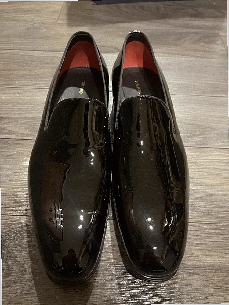 NIB Tom Ford Men's Black Calf Viscose Tuxedo Loafers Shoes Sz 12