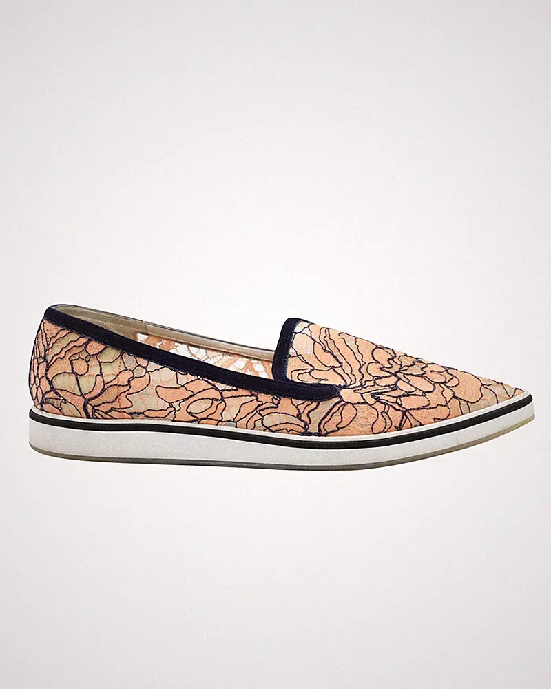Nicholas Kirkwood Alona spitz zulaufende Spitzenhalbschuhe in Orange Nylon Damengröße Co-Größe