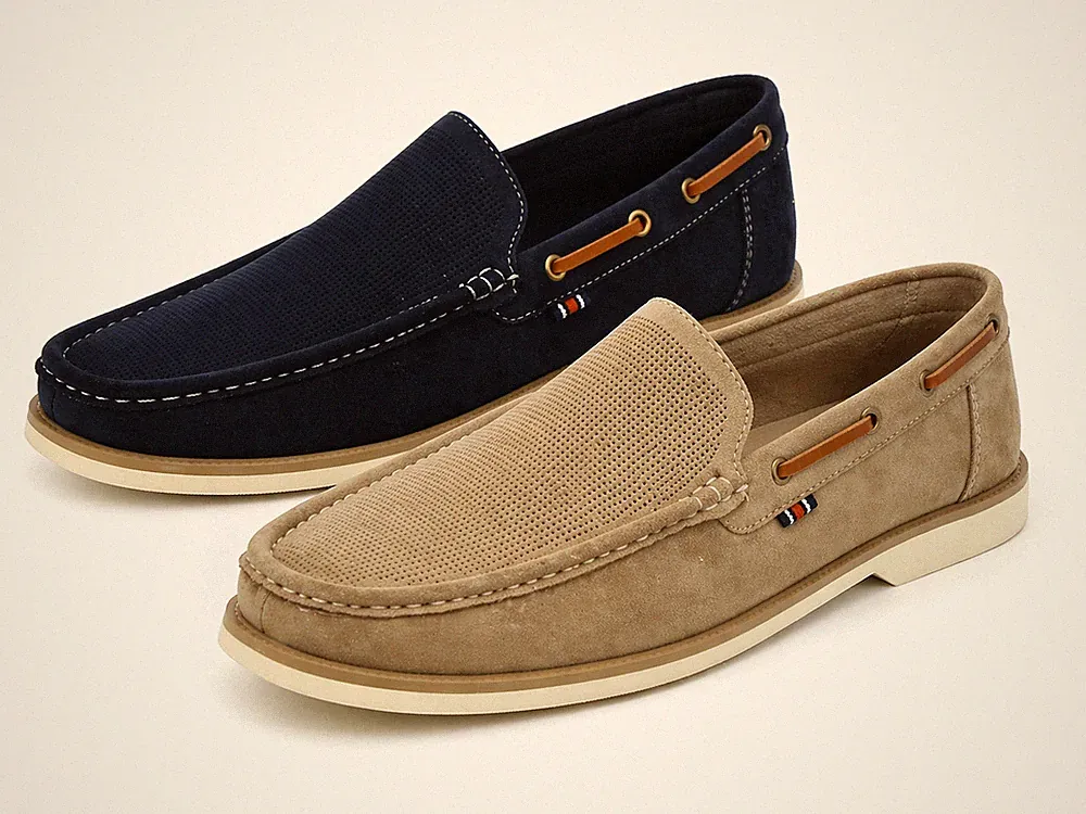 Norway Originals Herren Slipper Bootsschuhe Echtleder Halbschuhe Freizeit Mokassin