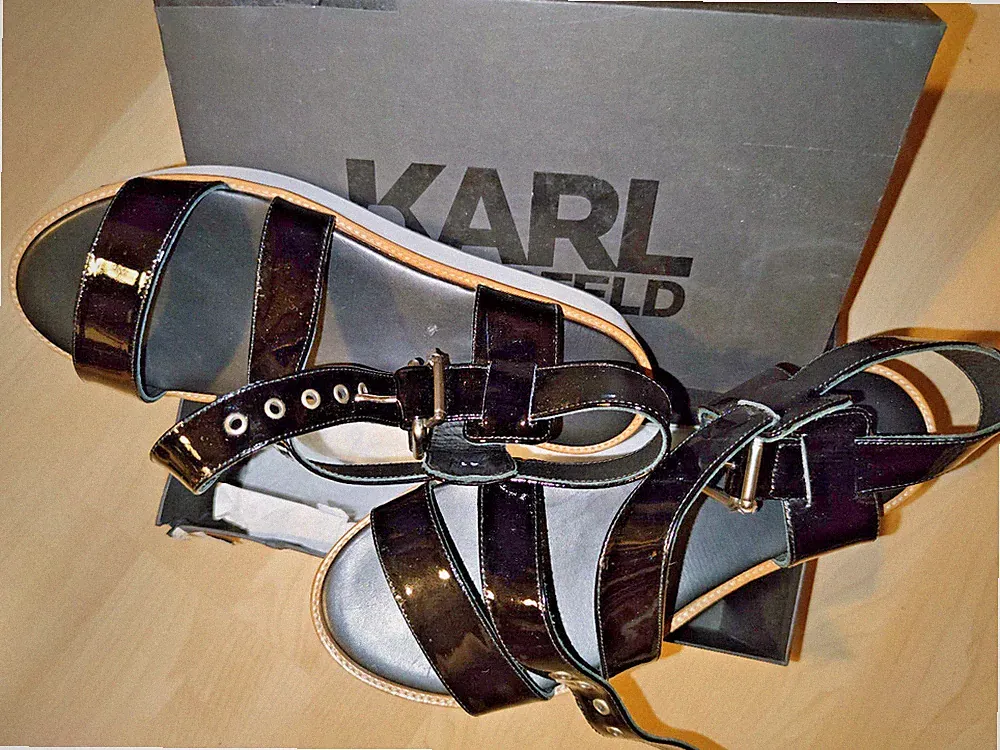 NP420€ KARL LAGERFELD 41 Sandals Sandalen Flip slip on Loafer sneaker UK8 US10