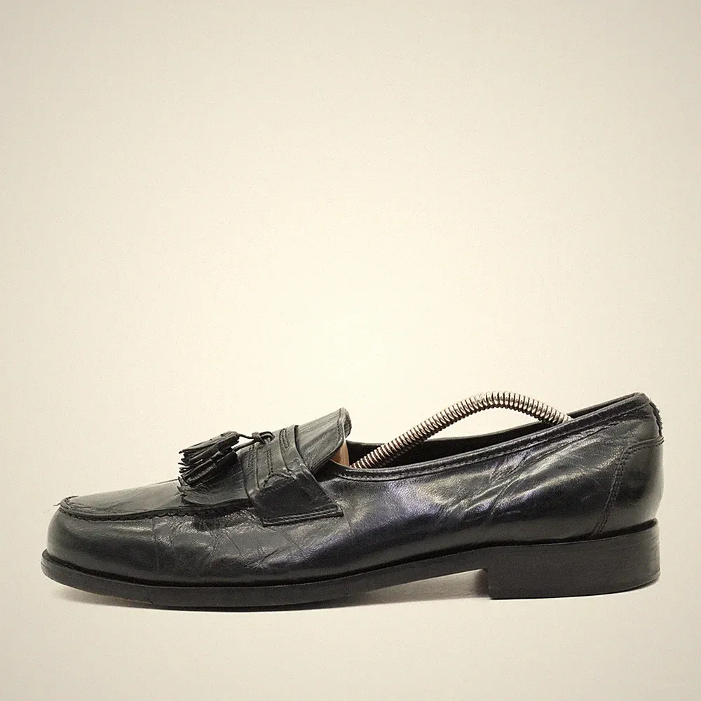 Nunn Bush Herren Slipper EU 43 DressFlex Schwarz Leder Bequemes Fußbett Loafer
