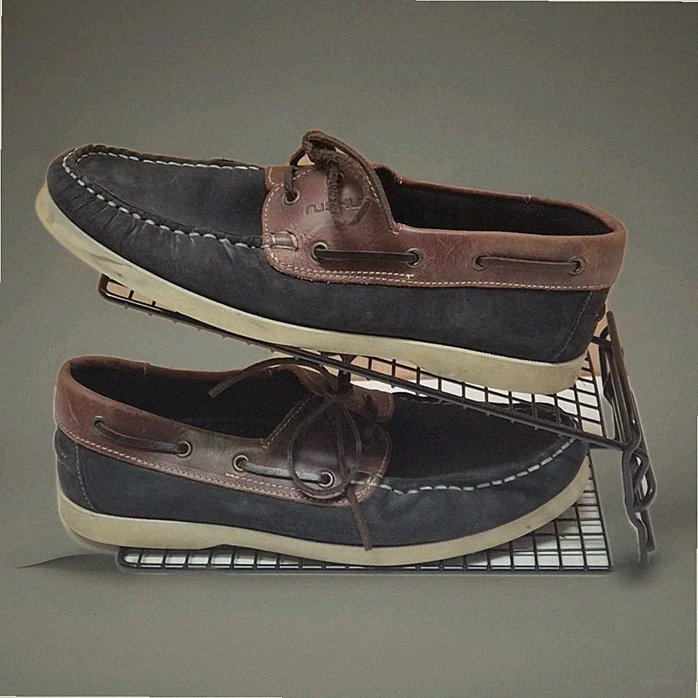 Nushu Navy Braun Leder Bootsschuhe Herren Freizeit Deck Schuhe Mokassinnaht Schnürschuhe UK 7