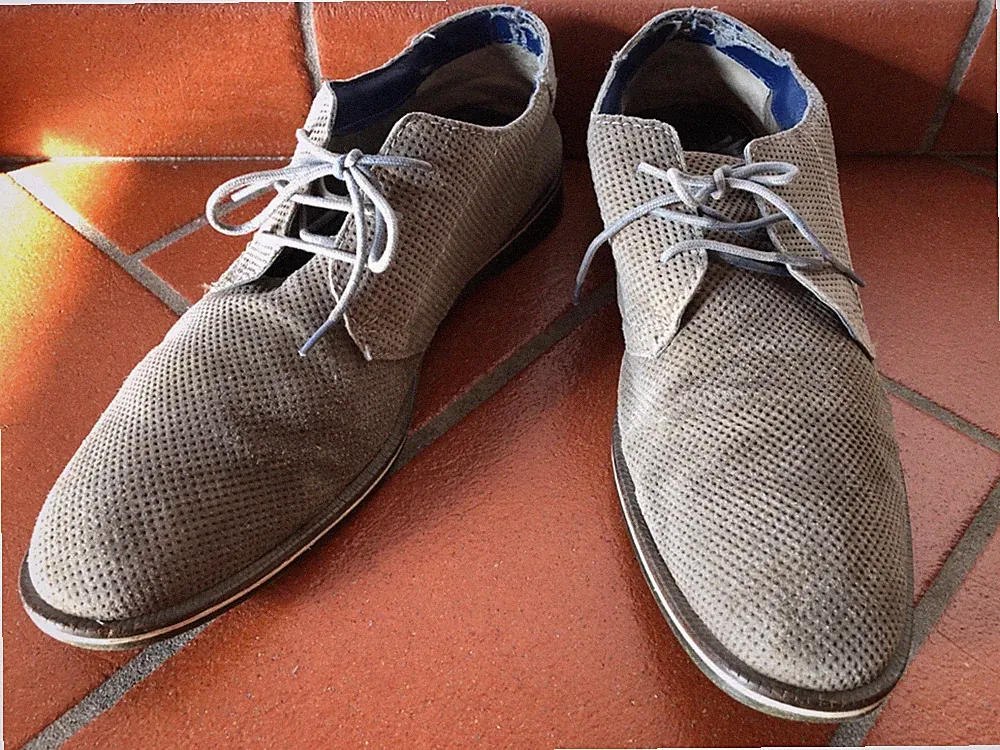 obj bugatti Schuhe Halbschuh Wildleder Leder Gr. 45 silber