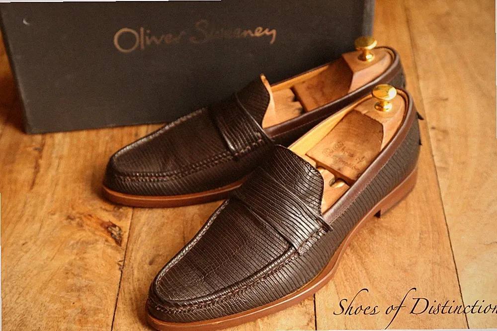 Oliver Sweeney Brunello Braun Leder Schuhe Penny Loafer Herren UK 9 US 10 EU 43