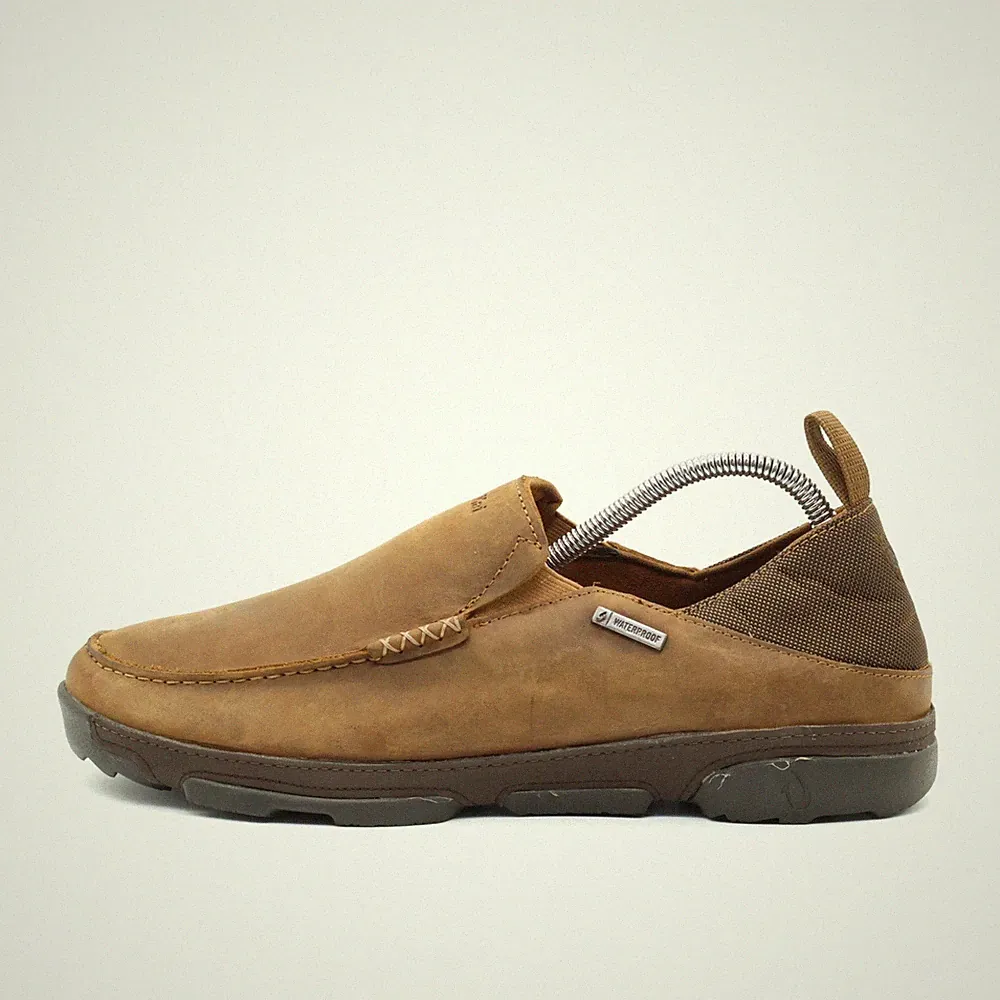 Olukai Herren Slipper EU 43 '1 WP Braun Leder Wasserdicht Komfort Loafer