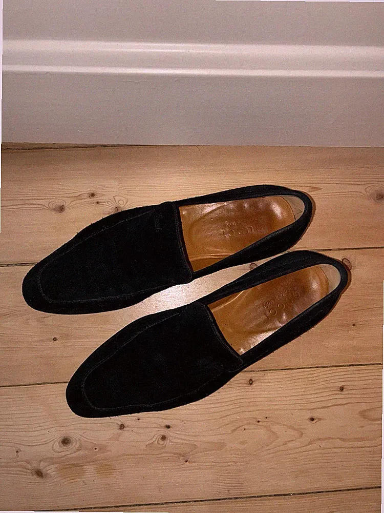 Original GUCCI Loafer Slipper Wildleder Schwarz Gr. 41 schmal + Dustbag